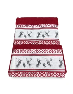 SET asciugamani con bordo tirolese CERVINO ROSSO in puro cotone Made in Italy