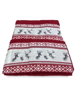 SET asciugamani con bordo tirolese CERVINO ROSSO in puro cotone Made in Italy
