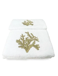 SET asciugamani CORALLO BEIGE puro cotone Made in Italy