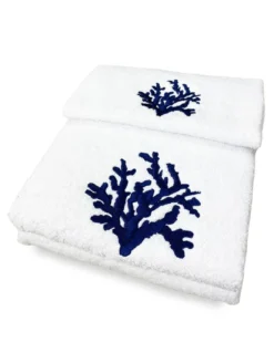 SET asciugamani CORALLO BLU puro cotone Made in Italy