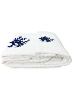 SET asciugamani CORALLO BLU puro cotone Made in Italy