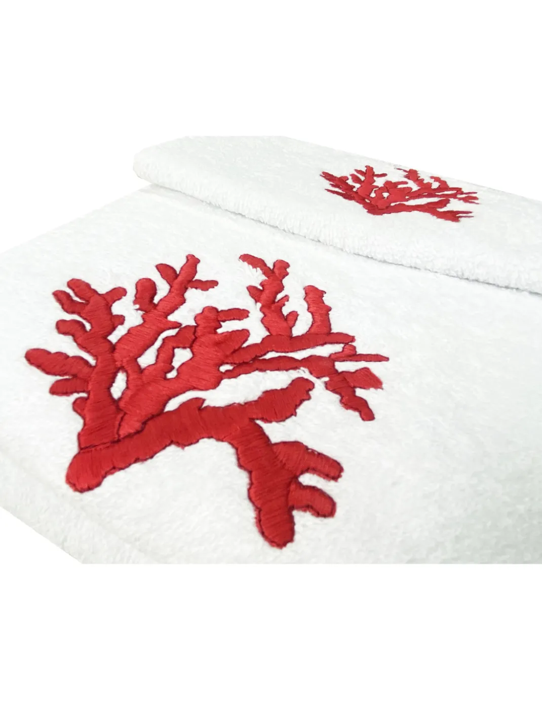 SET asciugamani CORALLO ROSSO puro cotone Made in Italy