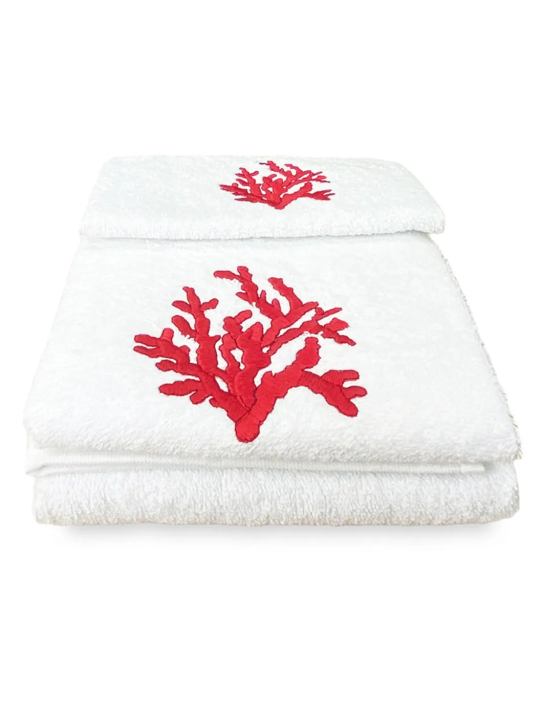 SET asciugamani CORALLO ROSSO puro cotone Made in Italy