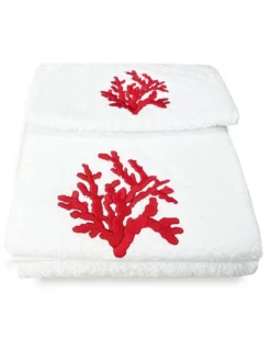 SET asciugamani CORALLO ROSSO puro cotone Made in Italy