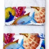 Set Asciugamani Mare Bianco 500 g/m² 100% Cotone | 1 Asciugamano 60x110 + 1 Ospite 40x60 con Balza Acquario Pesci