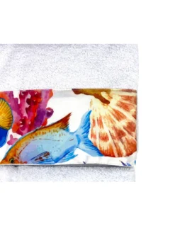 Set Asciugamani Mare Bianco 500 g/m² 100% Cotone | 1 Asciugamano 60x110 + 1 Ospite 40x60 con Balza Acquario Pesci