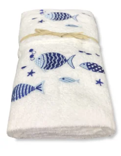 SET asciugamani MARE PESCIOLINI fondo BIANCO