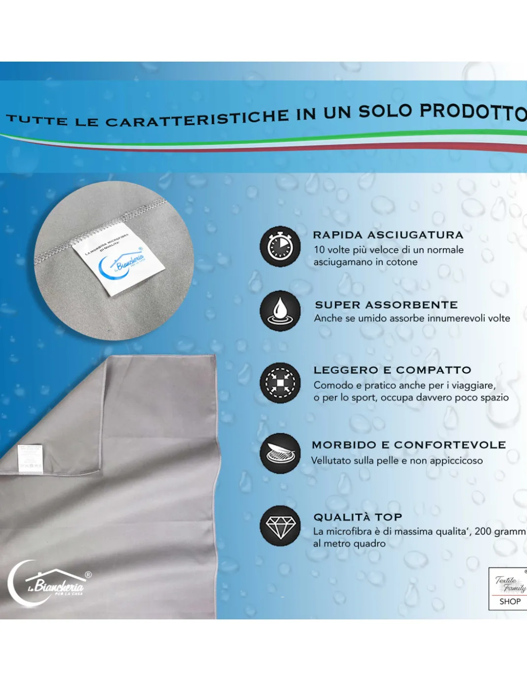 SET asciugamani MICROFIBRA ARANCIO 1+1 Viso e Ospite