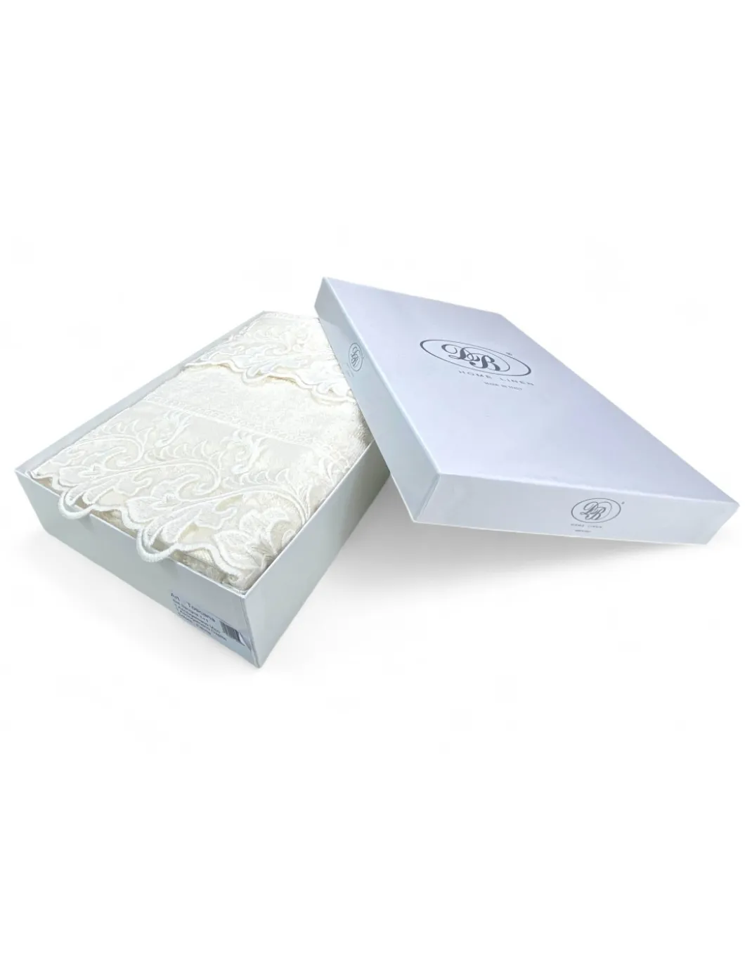 Set Asciugamani 1+1 Pizzo Macramè Toscana Panna, Puro Cotone, Made in Italy, Idea Regalo, Confezione Elegante
