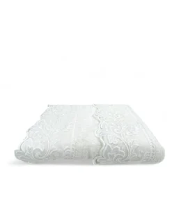 Set Asciugamani 1+1 Pizzo Macramè Toscana Panna, Puro Cotone, Made in Italy, Idea Regalo, Confezione Elegante