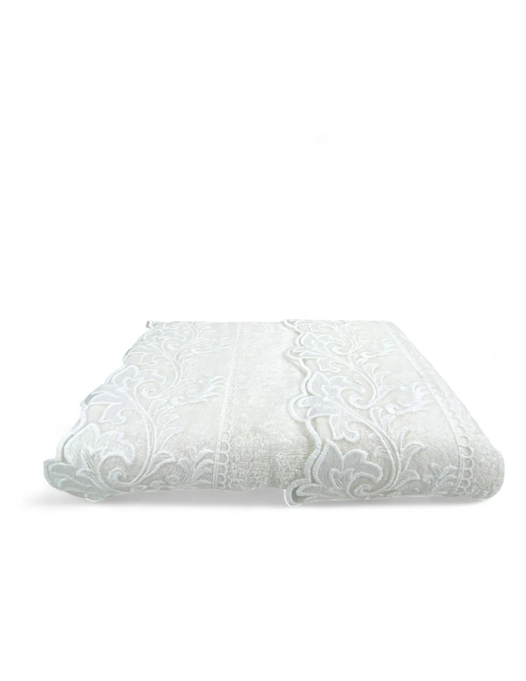 Set Asciugamani 1+1 Pizzo Macramè Toscana Panna, Puro Cotone, Made in Italy, Idea Regalo, Confezione Elegante