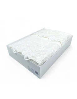 Set Asciugamani 1+1 Pizzo Macramè Toscana Panna, Puro Cotone, Made in Italy, Idea Regalo, Confezione Elegante