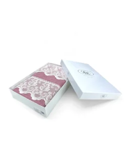 Set Asciugamani 1+1 Pizzo Macramè Malika Rosa, Puro Cotone, Made in Italy, Idea Regalo, Confezione Elegante