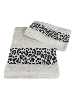 SET ASCIUGAMANI spugna JACQUARD 1+1 VISO e ospite MACULATO beige
