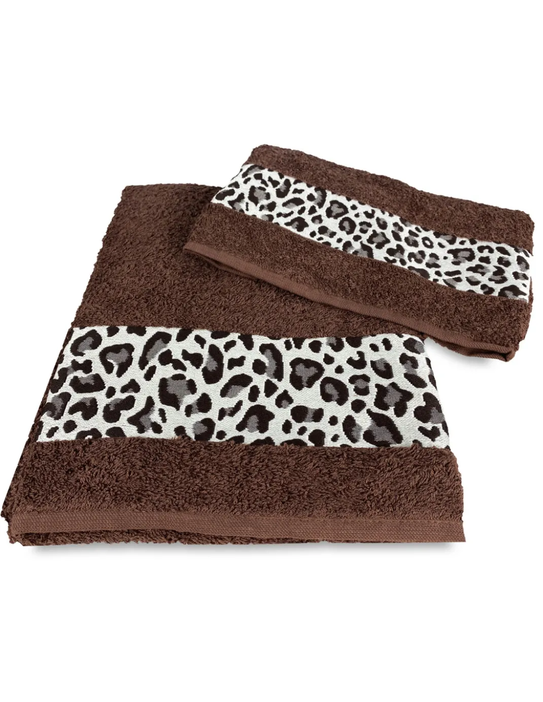 SET ASCIUGAMANI spugna JACQUARD 1+1 VISO e ospite MACULATO marrone