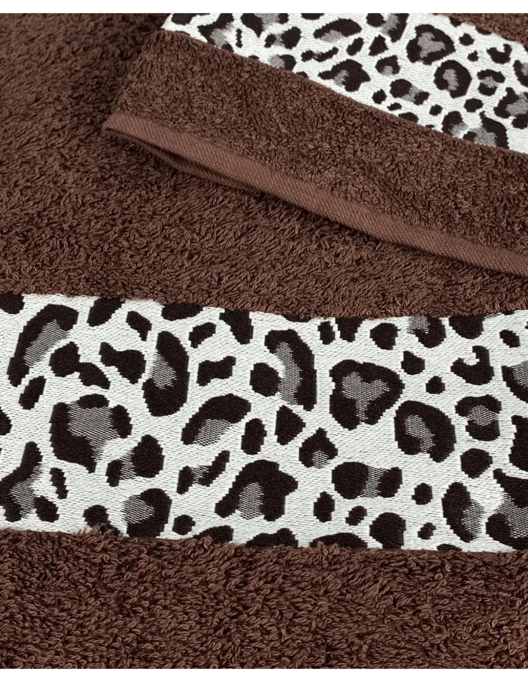 SET ASCIUGAMANI spugna JACQUARD 1+1 VISO e ospite MACULATO marrone
