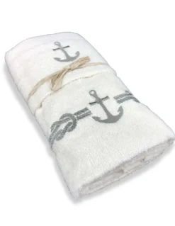 SET ASCIUGAMANI spugna MARE MARINO ANCORA BEIGE