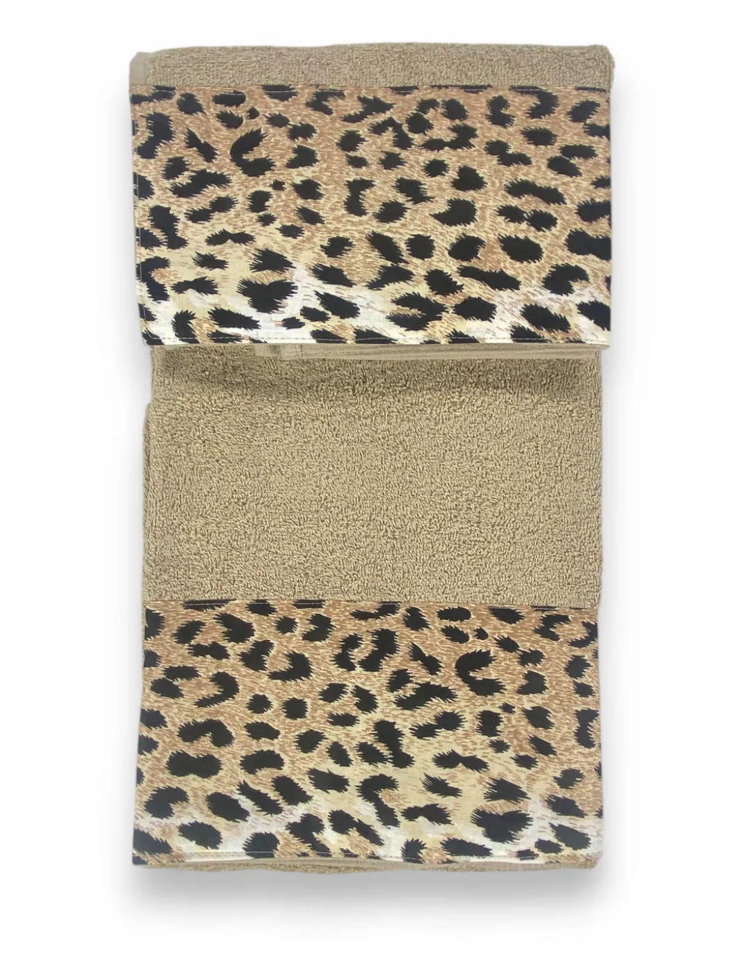 SET ASCIUGAMANI spugna 1+1 VISO e ospite Leopardato