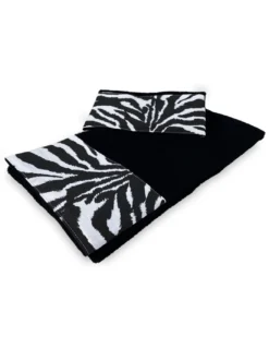 SET ASCIUGAMANI spugna 1+1 VISO e ospite ZEBRATO bianco NERO