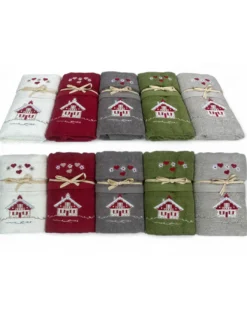 Set Asciugamani Tirolese Casetta Verde - Tirolo - Spugna 100% Cotone - Ricamo Chalet Montagna Made in Italy