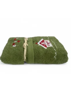 Set Asciugamani Tirolese Casetta Verde - Tirolo - Spugna 100% Cotone - Ricamo Chalet Montagna Made in Italy