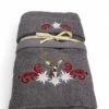 Set Asciugamani Tirolese Cervo e Stelle Alpine Grigio - Tirolo - Spugna 100% Cotone - Ricamo Made in Italy