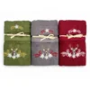 Set Asciugamani Tirolese Cervo e Stelle Alpine Bordeaux - Tirolo - Spugna 100% Cotone - Ricamo Made in Italy