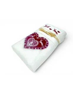 Set Asciugamani Tirolese Panna Cuore Cervo Ricamato | 1 Asciugamano 60x110 + 1 Ospite 40x60 100% Cotone Made in Italy