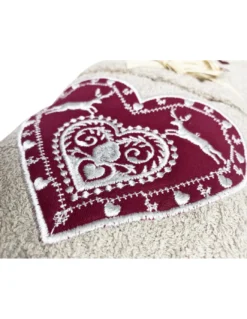SET asciugamani TIROLO tirolese CUORE CERVO tortora