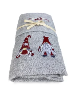 SET Asciugamani TIROLO tirolese ELFI ELFO Grigio in Puro Cotone