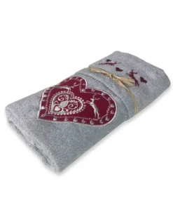SET Asciugamani TIROLO tirolese CUORE CERVO GRIGIO