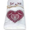 SET asciugamani TIROLO tirolese CUORE CERVO BIANCO