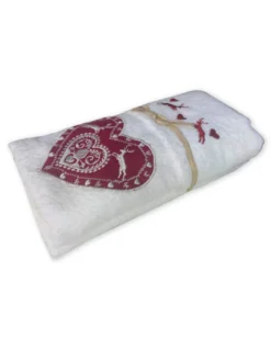 SET asciugamani TIROLO tirolese CUORE CERVO BIANCO