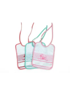 SET BAVAGLINI BAMBINA FEMMINA POPPY © cm. 20x24 bavaglio con lacci e tela AIDA