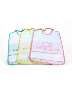 SET BAVAGLINI BAMBINA FEMMINA POPPY © cm. 24x30 bavaglio con elastico e tela AIDA