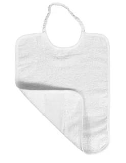 SET 6 BAVAGLINI bambino IN TINTA Unita TUTTO Bianco con elastico in Puro cotone con tela AIDA per ricamare il nome