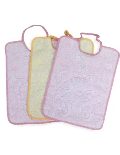SET 3 Bavaglini BAVETTE bambino COCCOLE cm. 29x35 bavaglio con elastico Puro cotone