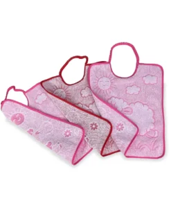 SET 3 Bavaglini BAVETTE bambino WOOLY cm. 29x35 bavaglio con elastico Puro cotone