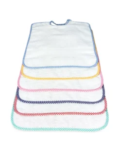 SET 6 BAVAGLINI BAVETTE bambino POLLICINO © cm. 28 x 33 bavaglio con elastico puro cotone con tela AIDA per ricamare il nome