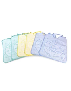 SET 6 BAVAGLINI BAVETTE bambino JACK © cm. 30x39 misura MAXI bavaglio con elastico puro cotone