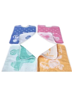 SET 6 BAVAGLINI BAVETTE bambino JACK © cm. 30x39 misura MAXI bavaglio con elastico puro cotone