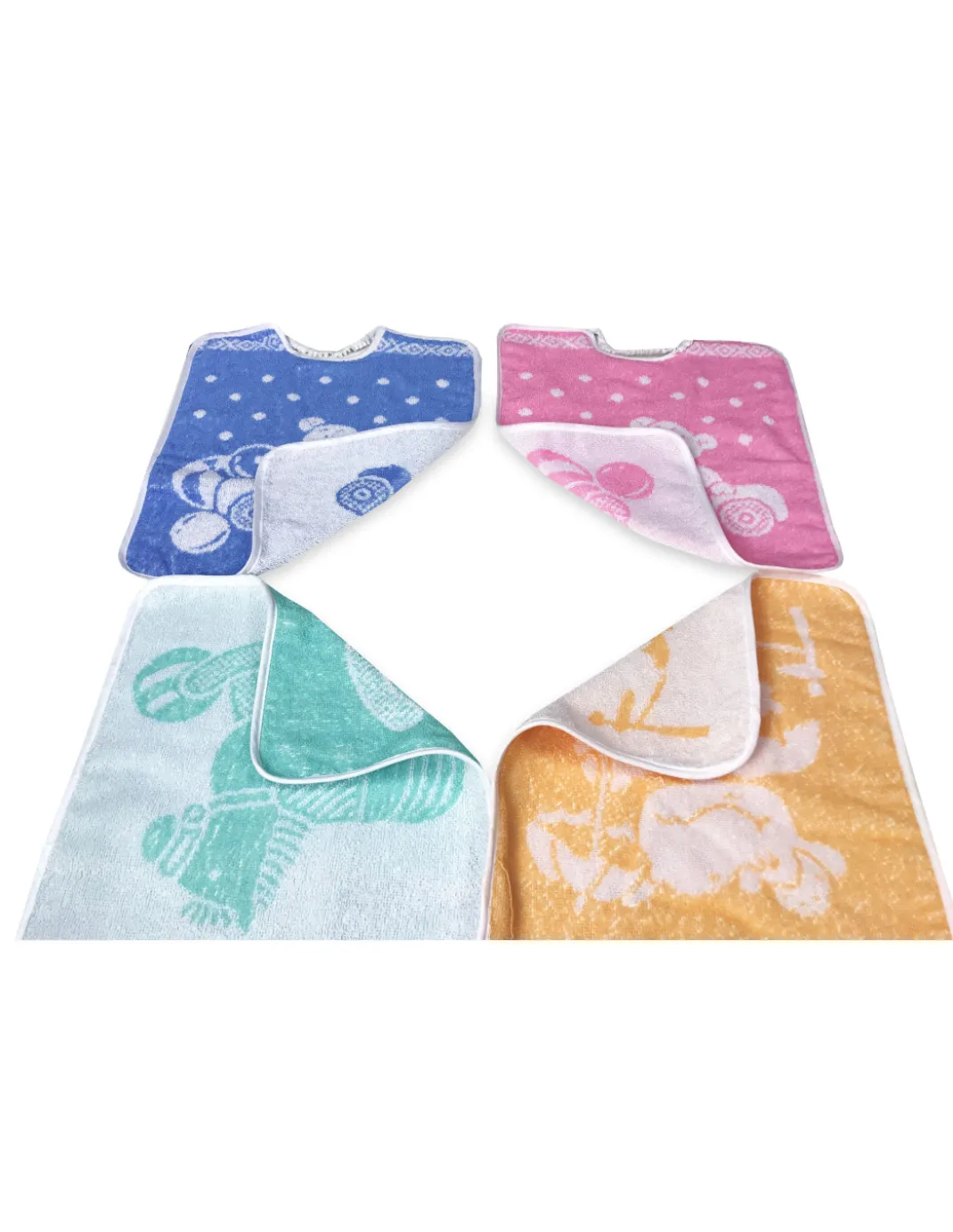 SET 6 BAVAGLINI BAVETTE bambino JACK © cm. 30x39 misura MAXI bavaglio con elastico puro cotone