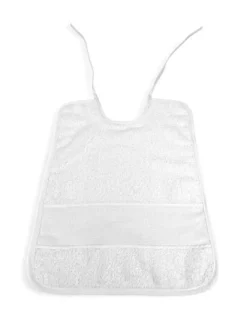 Set 6 Bavaglini Bianchi in Puro Cotone con Lacci, Tela Aida per Ricamare, Double Face 25x35 cm, Alta Resistenza, Made in Italy