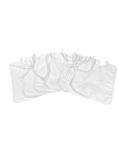 Set 6 Bavaglini Bianchi in Puro Cotone con Lacci, Tela Aida per Ricamare, Double Face 25x35 cm, Alta Resistenza, Made in Italy