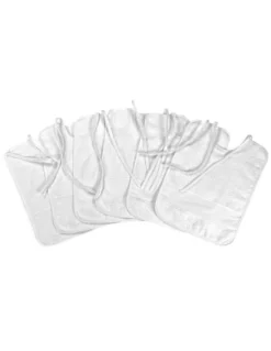 Set 6 Bavaglini Bianchi in Puro Cotone con Lacci, Tela Aida per Ricamare, Double Face 25x35 cm, Alta Resistenza, Made in Italy