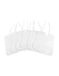 Set 6 Bavaglini Bianchi in Puro Cotone con Lacci, Tela Aida per Ricamare, Double Face 25x35 cm, Alta Resistenza, Made in Italy