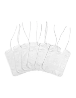 Set 6 Bavaglini Bianchi in Puro Cotone con Lacci, Tela Aida per Ricamare, Double Face 25x35 cm, Alta Resistenza, Made in Italy