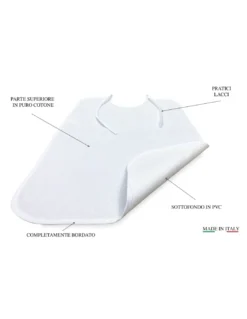 SET Bavaglione Bianco da ADULTO Impermeabile REMO © bavaglio con LACCI antimacchia