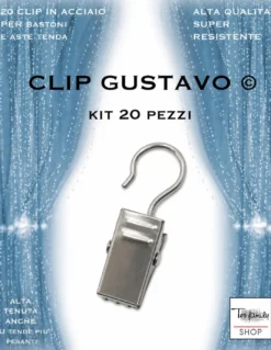 Set 20 Clip Gustavo in Acciaio Inox per Tende, Mollette con Gancio a S Reggitenda
