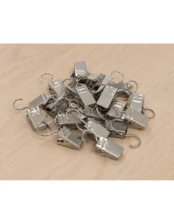 Set 20 Clip Gustavo in Acciaio Inox per Tende, Mollette con Gancio a S Reggitenda